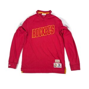 Mitchell & Ness Shirt NBA Houston Rockets Men’s M - Long Sleeve Red White Cotton